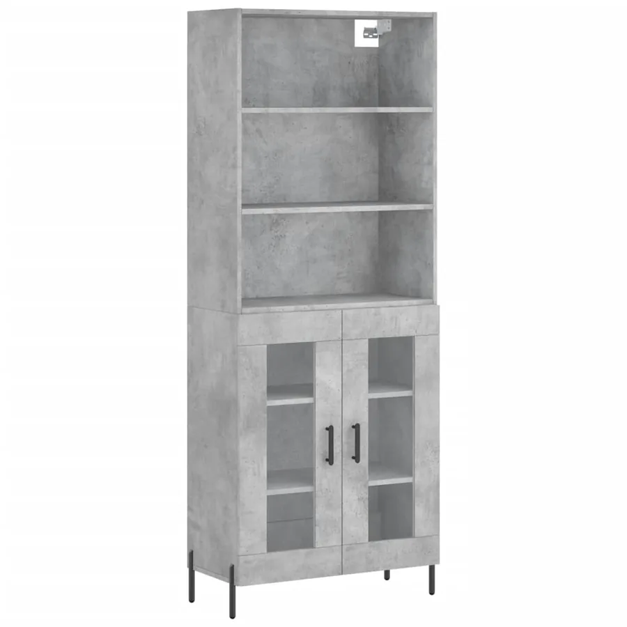 Buffet haut Gris béton 69,5x34x180 cm Bois d'ingénierie - 2