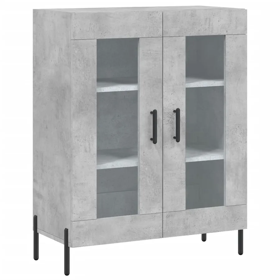 Buffet haut Gris béton 69,5x34x180 cm Bois d'ingénierie - 7