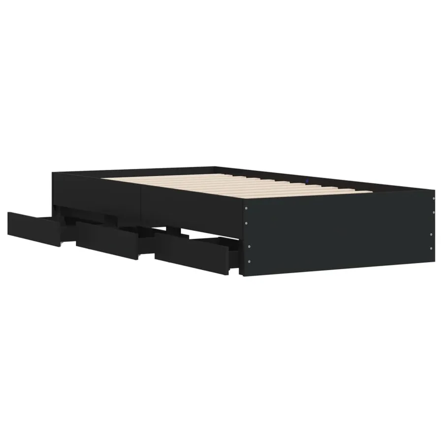 Cadre de lit avec tiroirs sans matelas noir 75x190 cm - 5