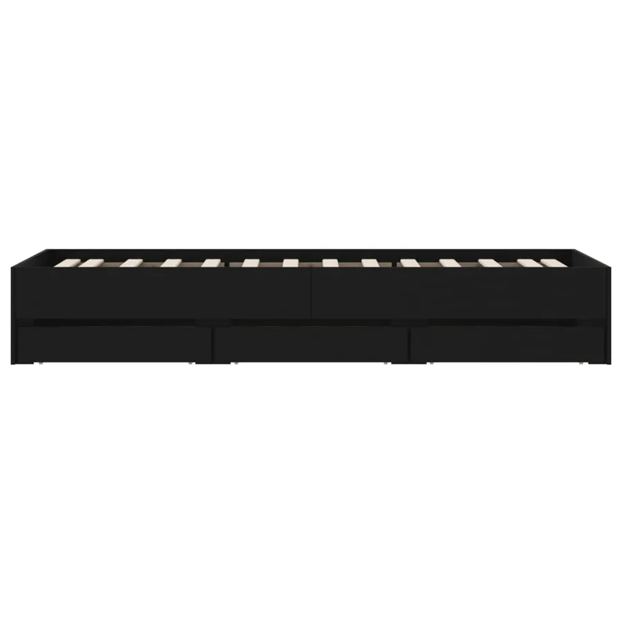 Cadre de lit avec tiroirs sans matelas noir 75x190 cm - 7