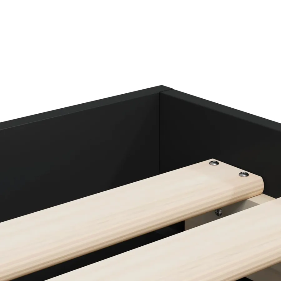 Cadre de lit avec tiroirs sans matelas noir 75x190 cm - 9