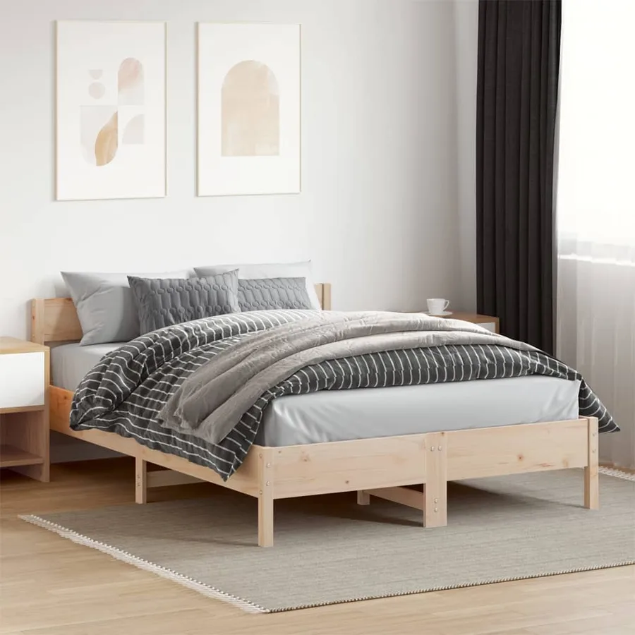 Cadre de lit sans matelas 150x200 cm bois de pin massif - 3