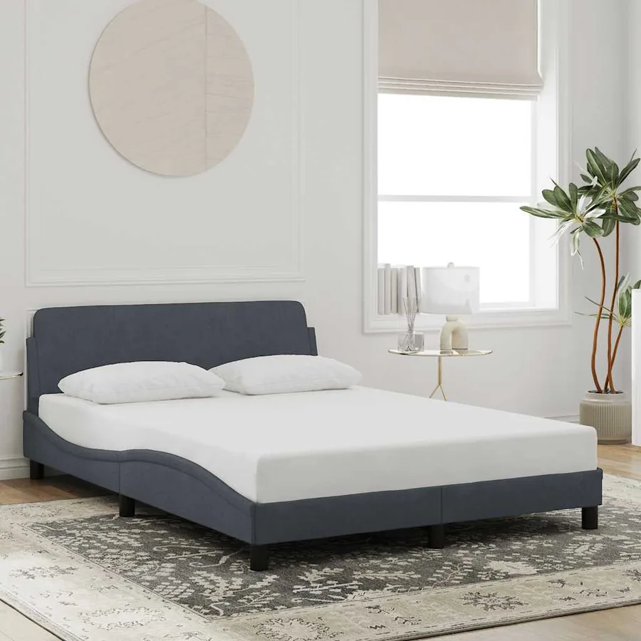 Cadre de lit Dover gris foncé 140x190 cm velours