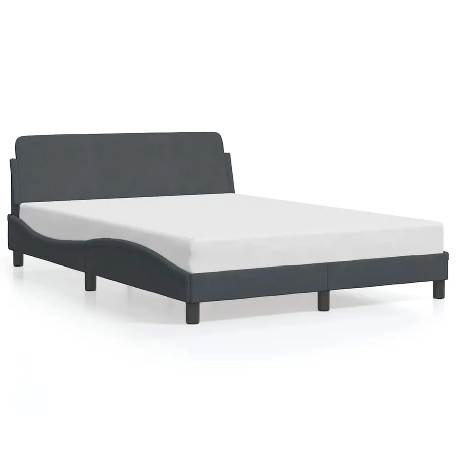 Cadre de lit Dover gris foncé 140x190 cm velours - 2
