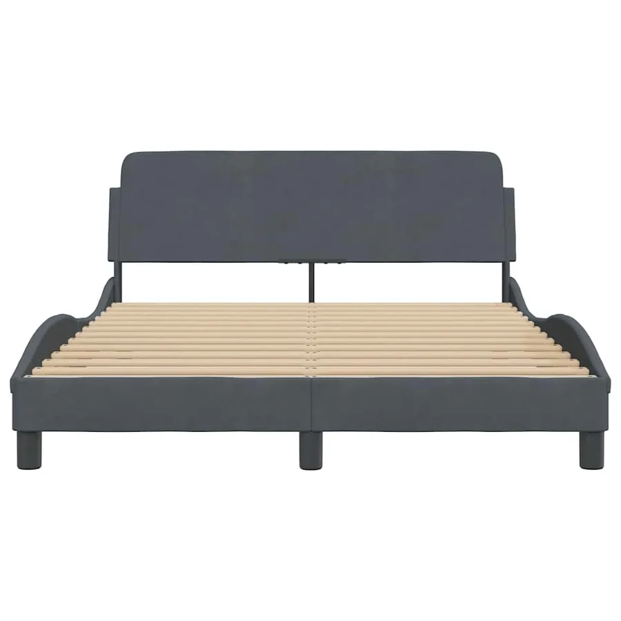 Cadre de lit Dover gris foncé 140x190 cm velours - 4