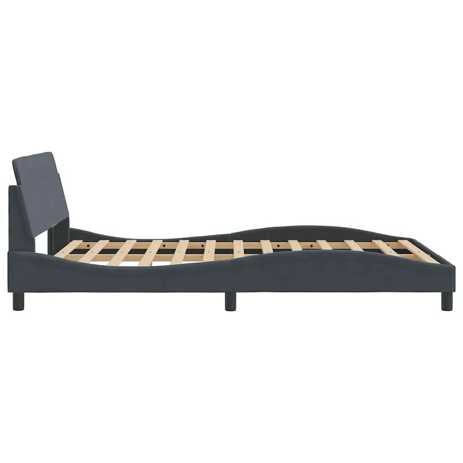Cadre de lit Dover gris foncé 140x190 cm velours - 5