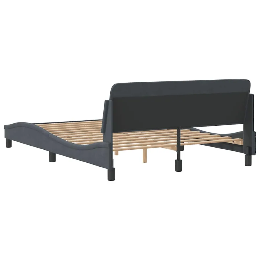 Cadre de lit Dover gris foncé 140x190 cm velours - 6