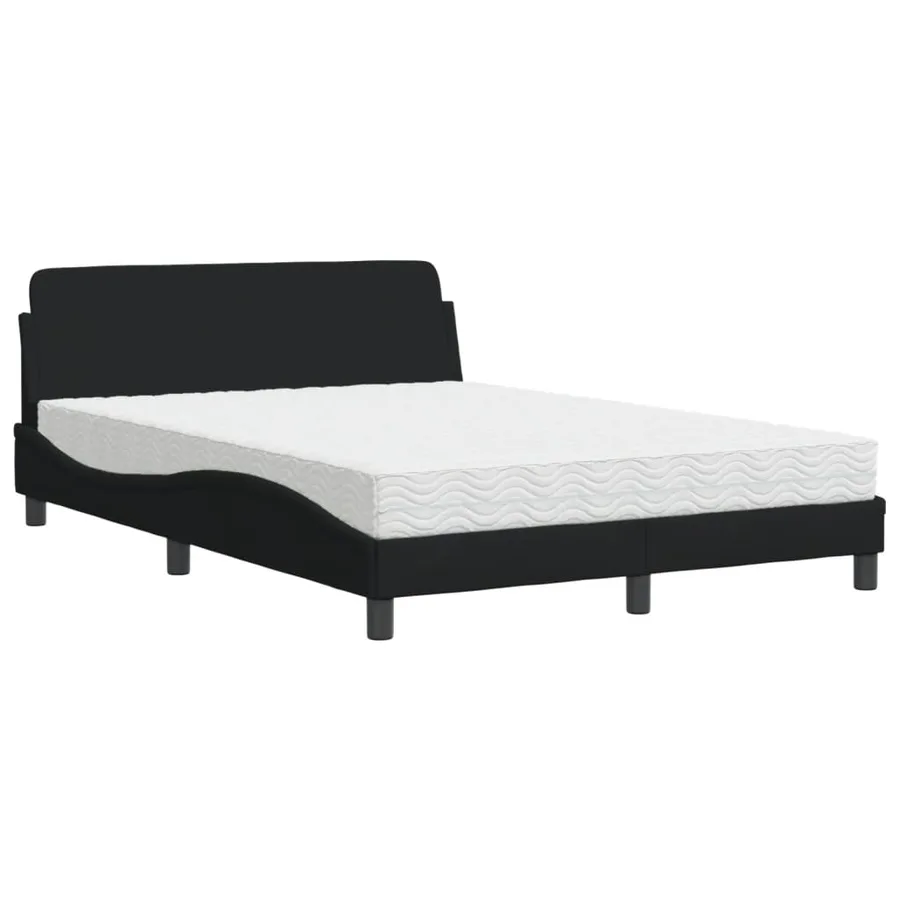 Lit avec matelas Dover noir 140x190 cm tissu - 2