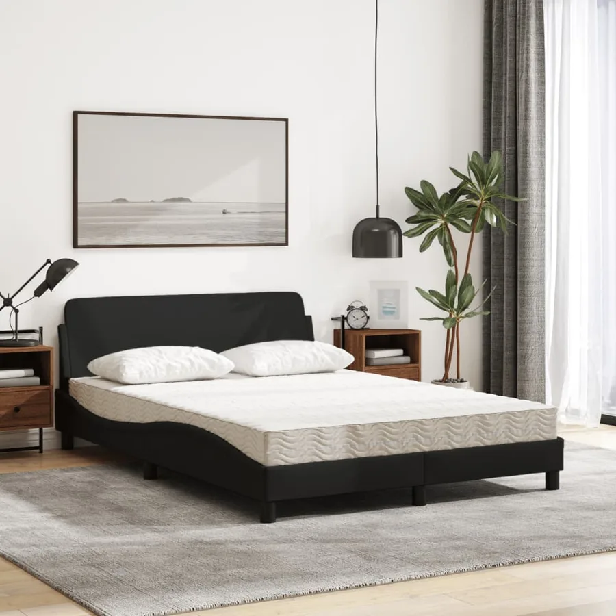 Lit avec matelas Dover noir 140x190 cm tissu - 3