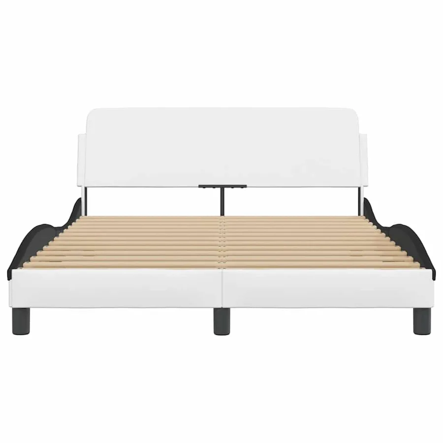 Cadre de lit Dover blanc et noir 140x190 cm similicuir - 4