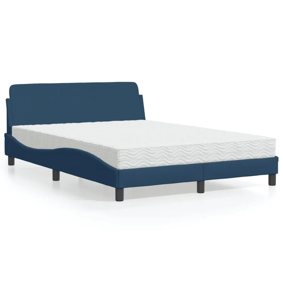 Lit avec matelas Dover bleu 140x190 cm tissu