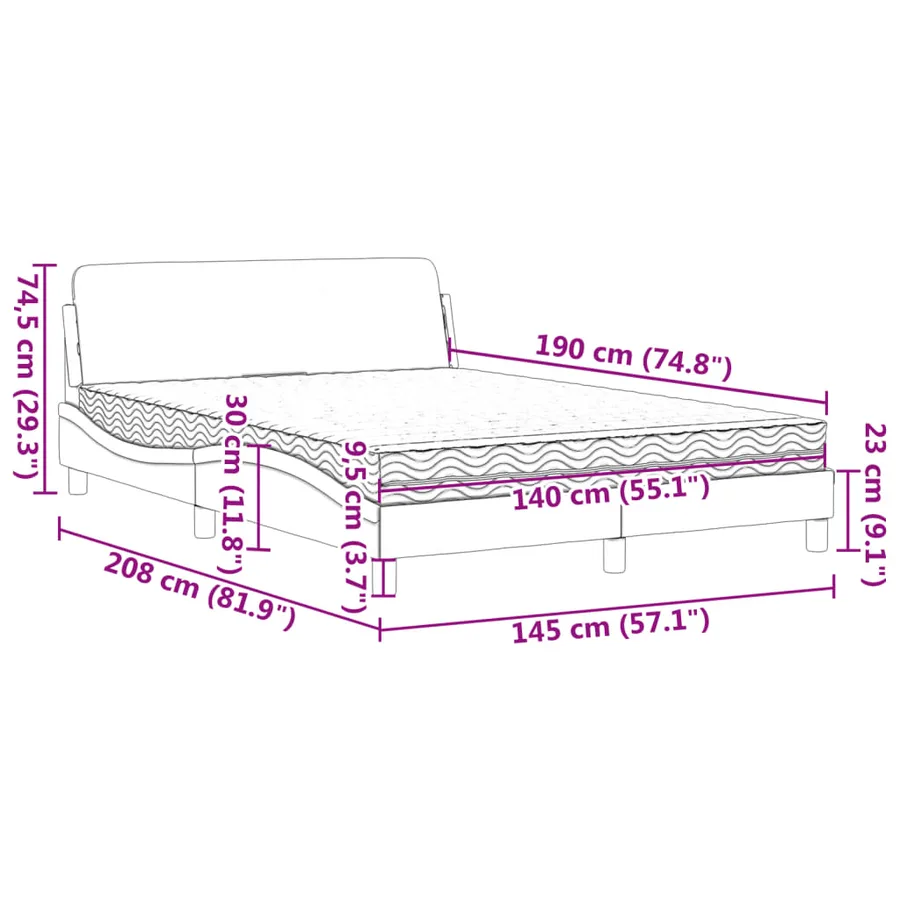 Lit avec matelas Dover bleu 140x190 cm tissu - 9