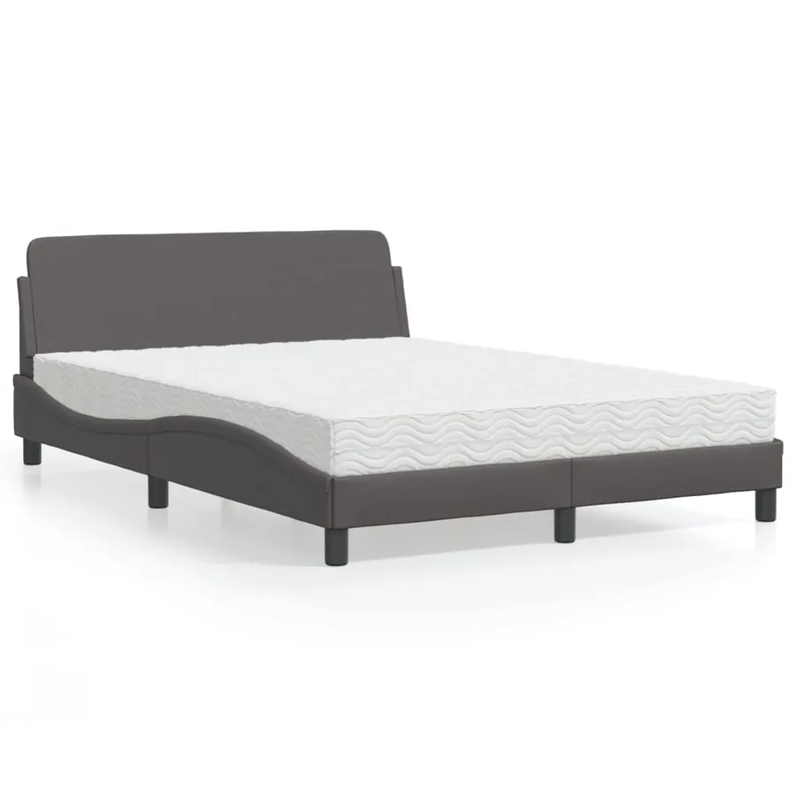 Lit avec matelas Dover gris 140x190 cm similicuir