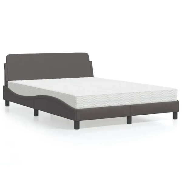 Lit avec matelas Dover gris 140x190 cm similicuir