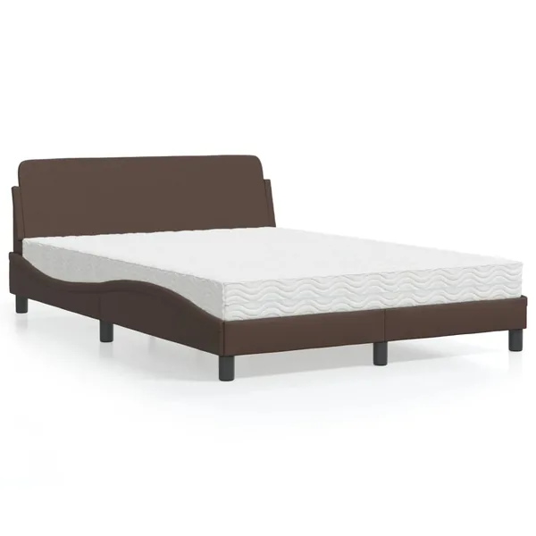 Lit avec matelas Dover marron 140x190 cm similicuir
