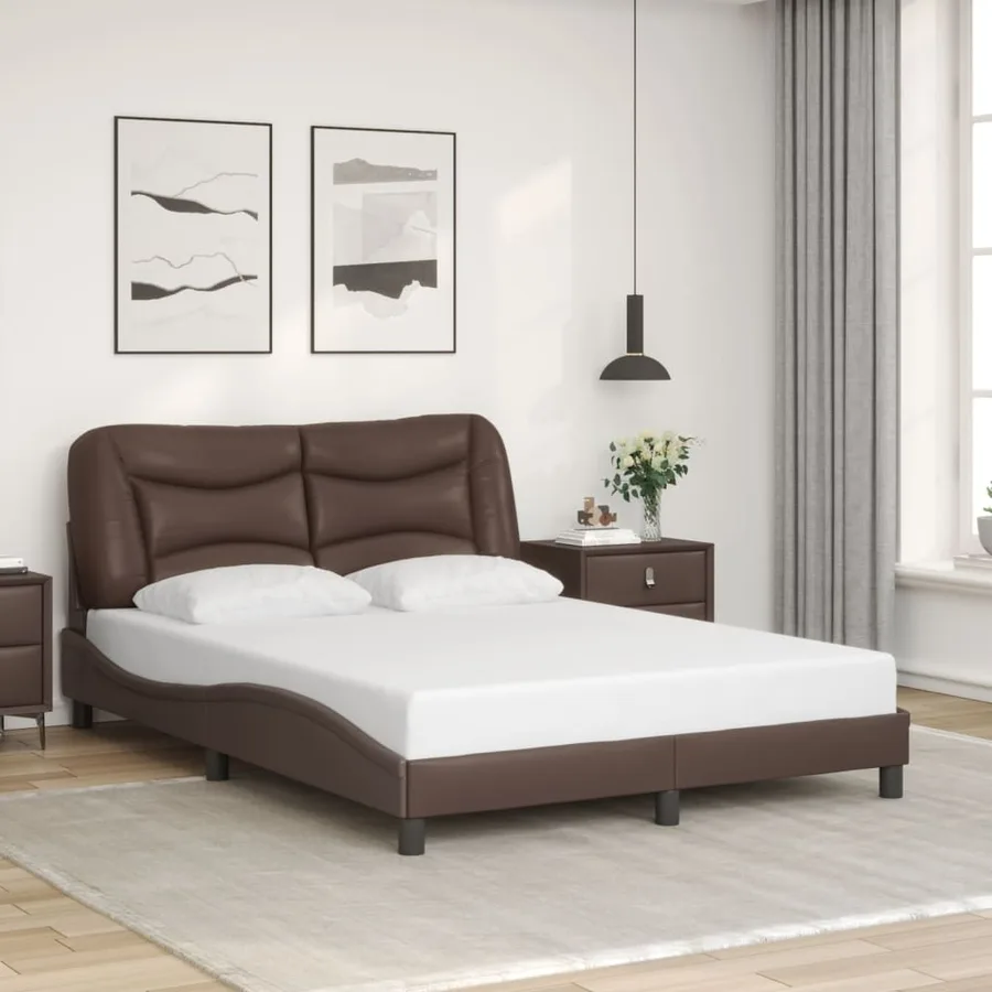 Cadre de lit avec LED sans matelas Hvar marron 140x190 cm - 4