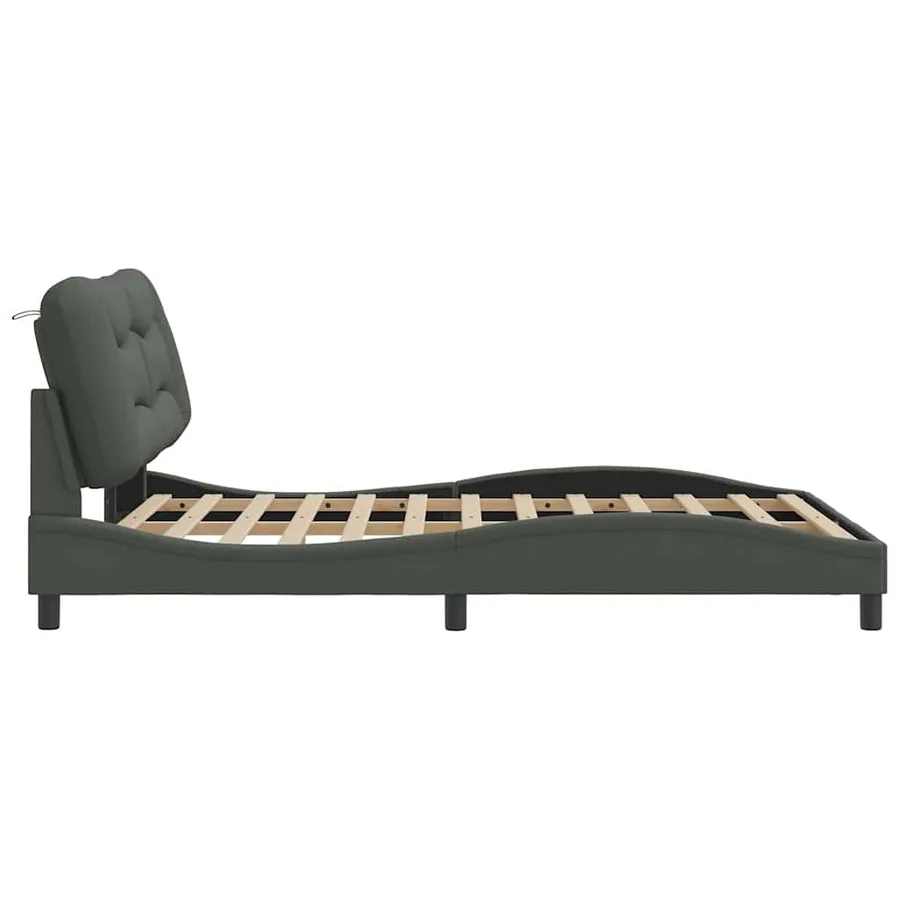 Cadre de lit sans matelas Hvar gris foncé 140x190 cm tissu - 5