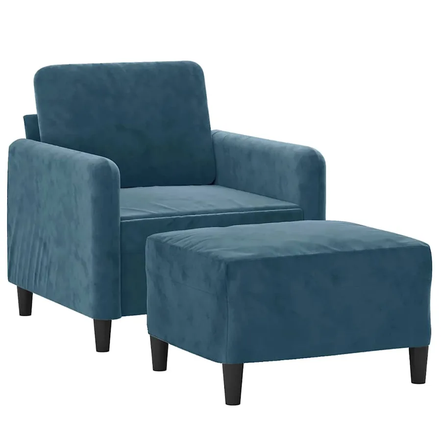 Fauteuil avec repose-pied Bleu 60 cm Velours - 3