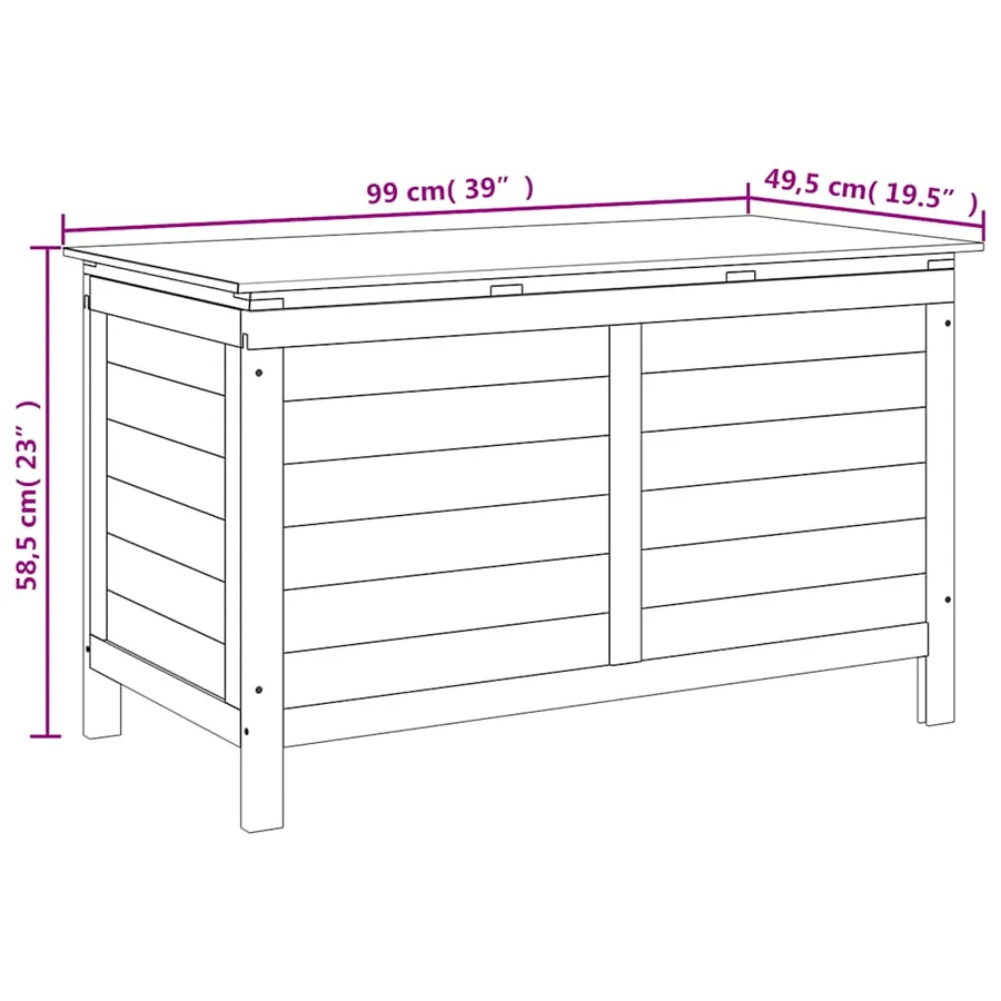 Boîte de rangement de jardin 99x49,5x58,5 cm bois massif sapin - 8