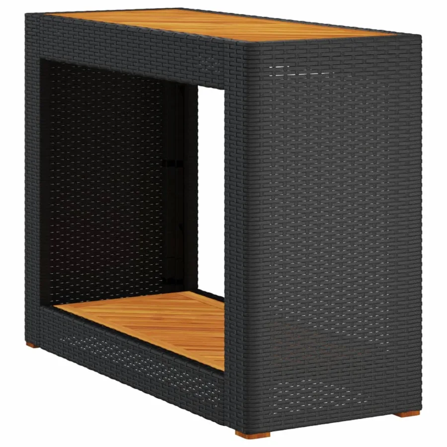 Table d'appoint de jardin dessus en bois noir 100x40x75 cm - 2