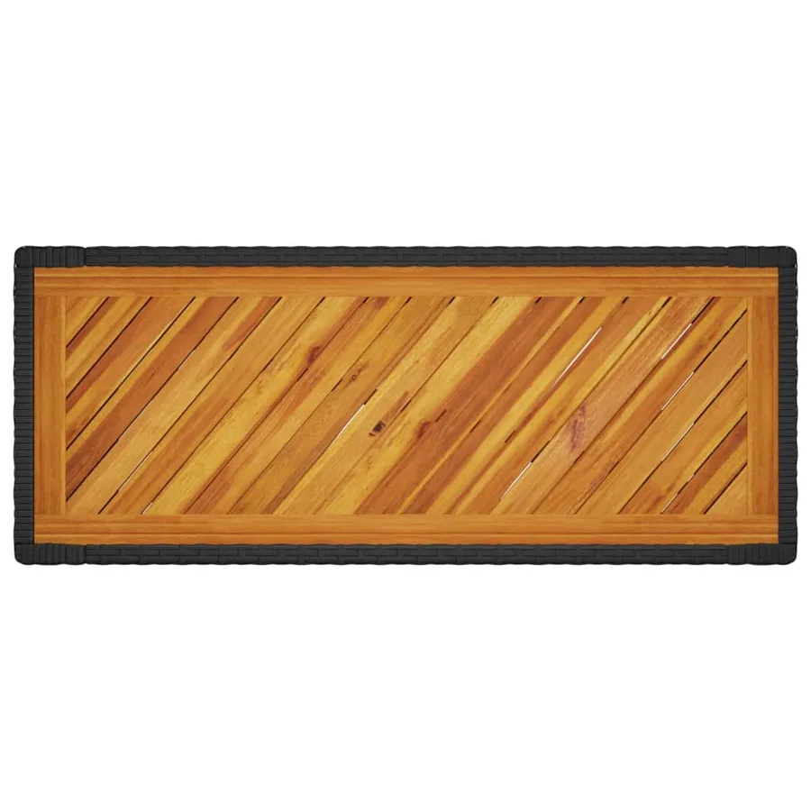 Table d'appoint de jardin dessus en bois noir 100x40x75 cm - 8