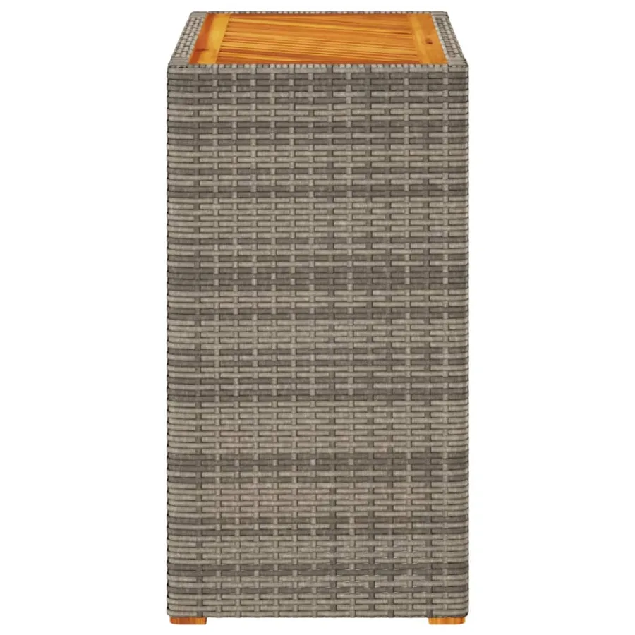 Table d'appoint de jardin dessus en bois gris 60x40x75 cm - 5