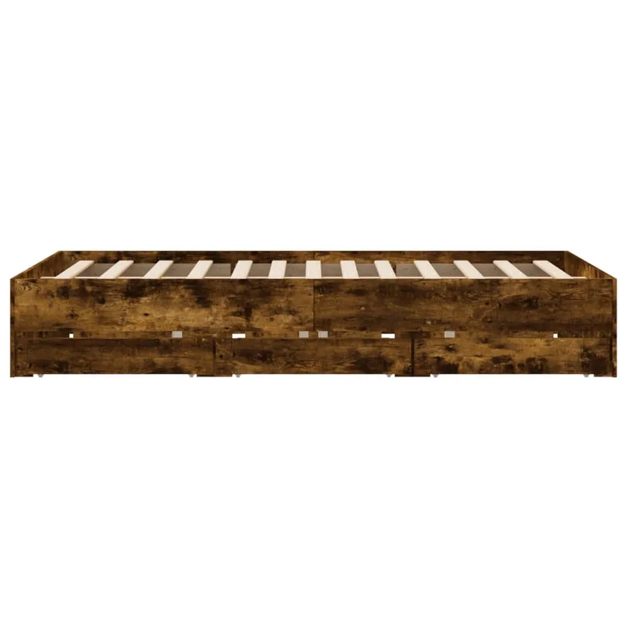 Cadre de lit avec tiroirs sans matelas chêne fumé 140x200 cm - 7