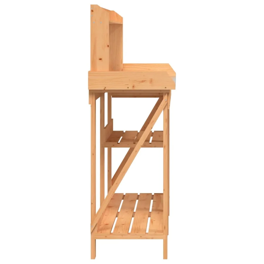 Banc de rempotage avec étagères marron bois massif de sapin - 6