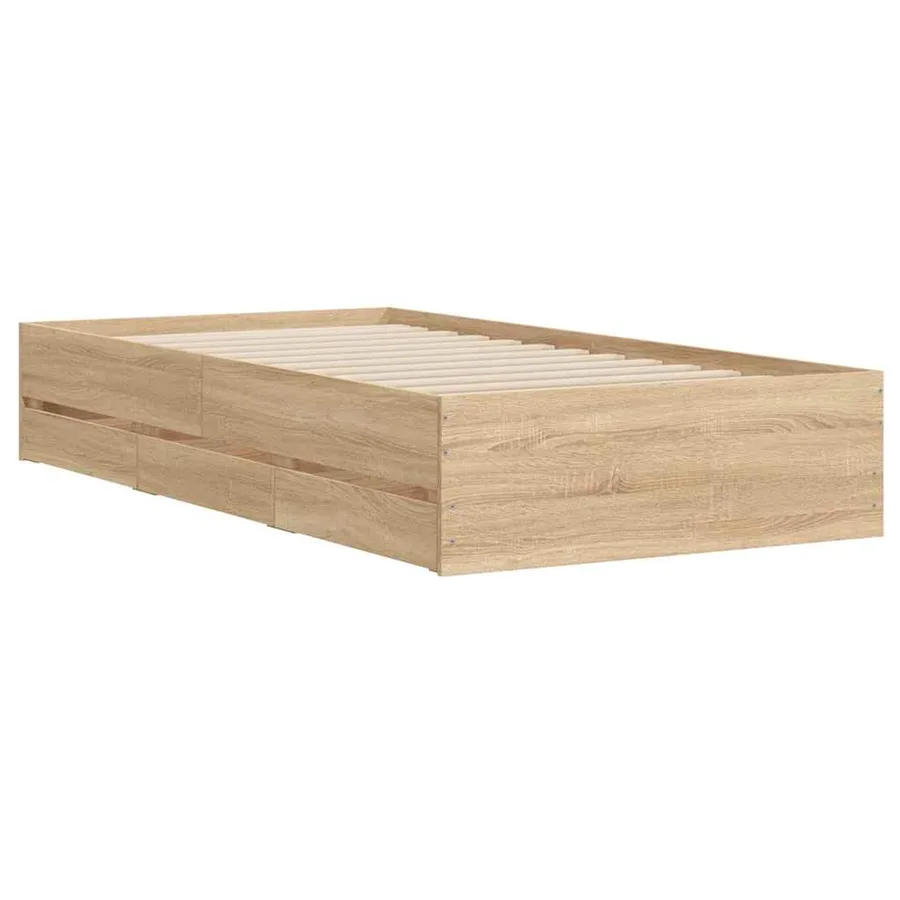 Cadre de lit avec tiroirs sans matelas chêne sonoma 90x200 cm - 4