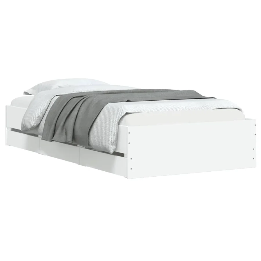 Cadre de lit avec tiroirs sans matelas blanc 90x200 cm - 3
