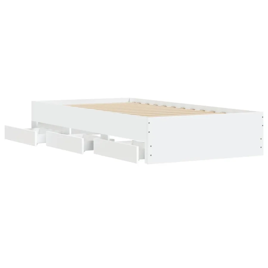 Cadre de lit avec tiroirs sans matelas blanc 90x200 cm - 5