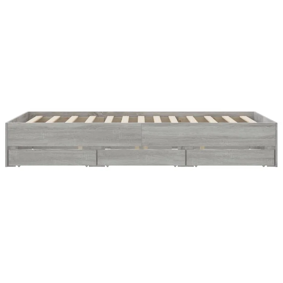 Cadre de lit avec tiroirs sans matelas sonoma gris 135x190 cm - 7