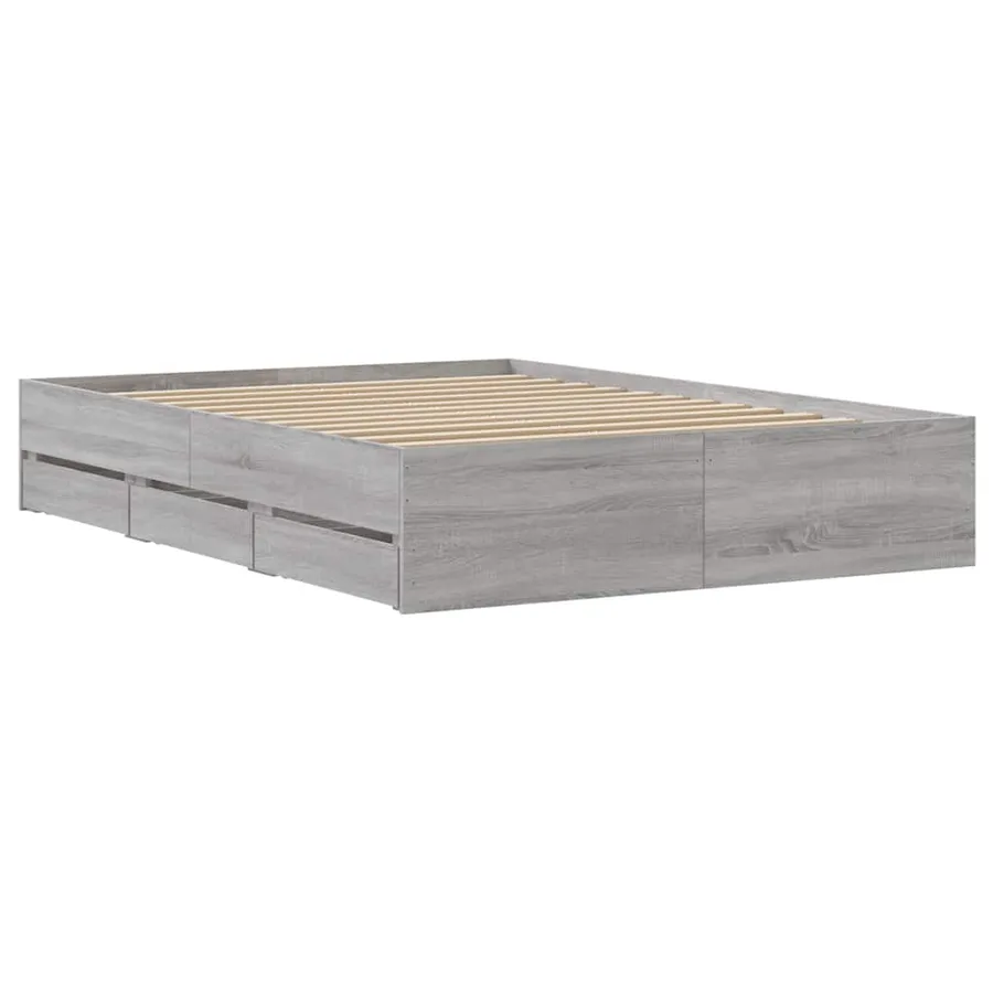 Cadre de lit avec tiroirs sans matelas sonoma gris 135x190 cm - 8