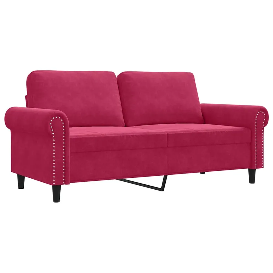Canapé à 2 places Rouge bordeaux 140 cm Velours - 2