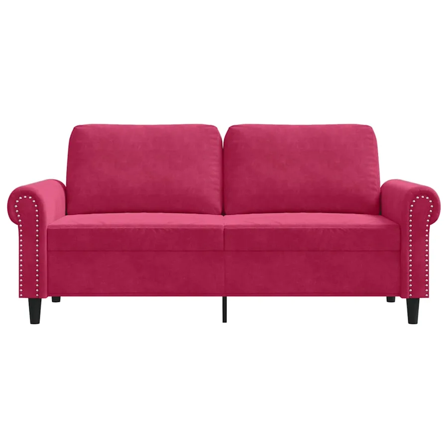 Canapé à 2 places Rouge bordeaux 140 cm Velours - 4