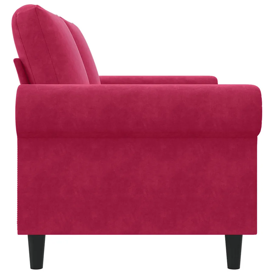 Canapé à 2 places Rouge bordeaux 140 cm Velours - 5