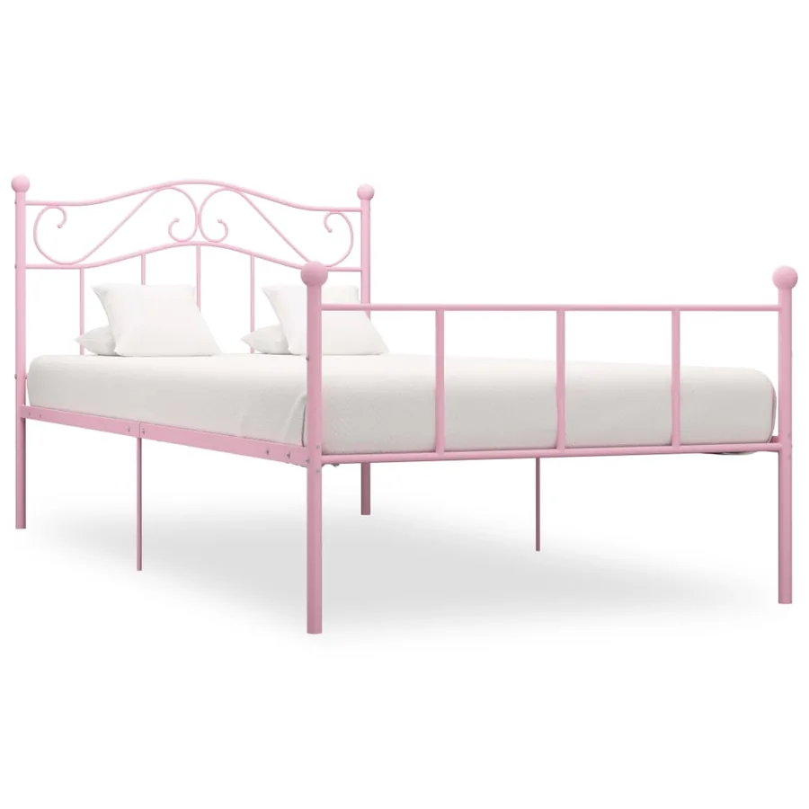 Cadre de lit sans matelas rose métal 100x200 cm