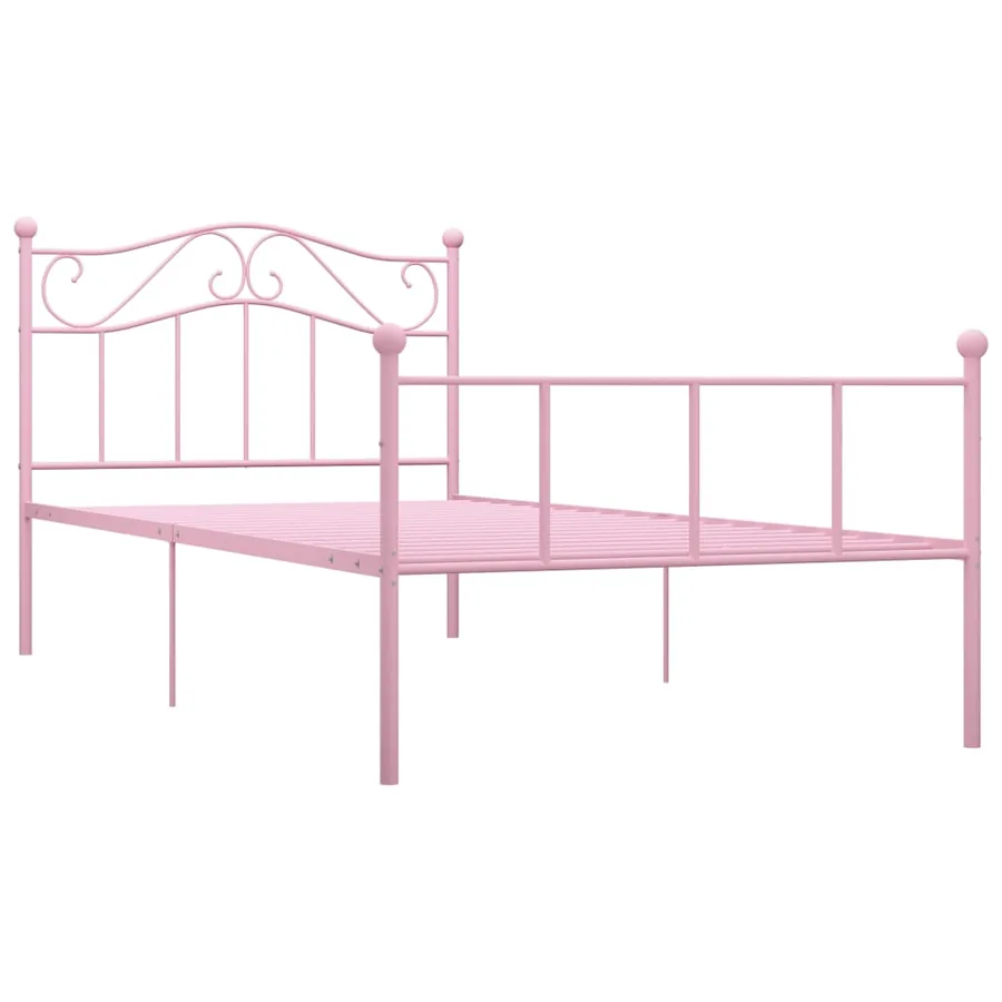 Cadre de lit sans matelas rose métal 100x200 cm - 2