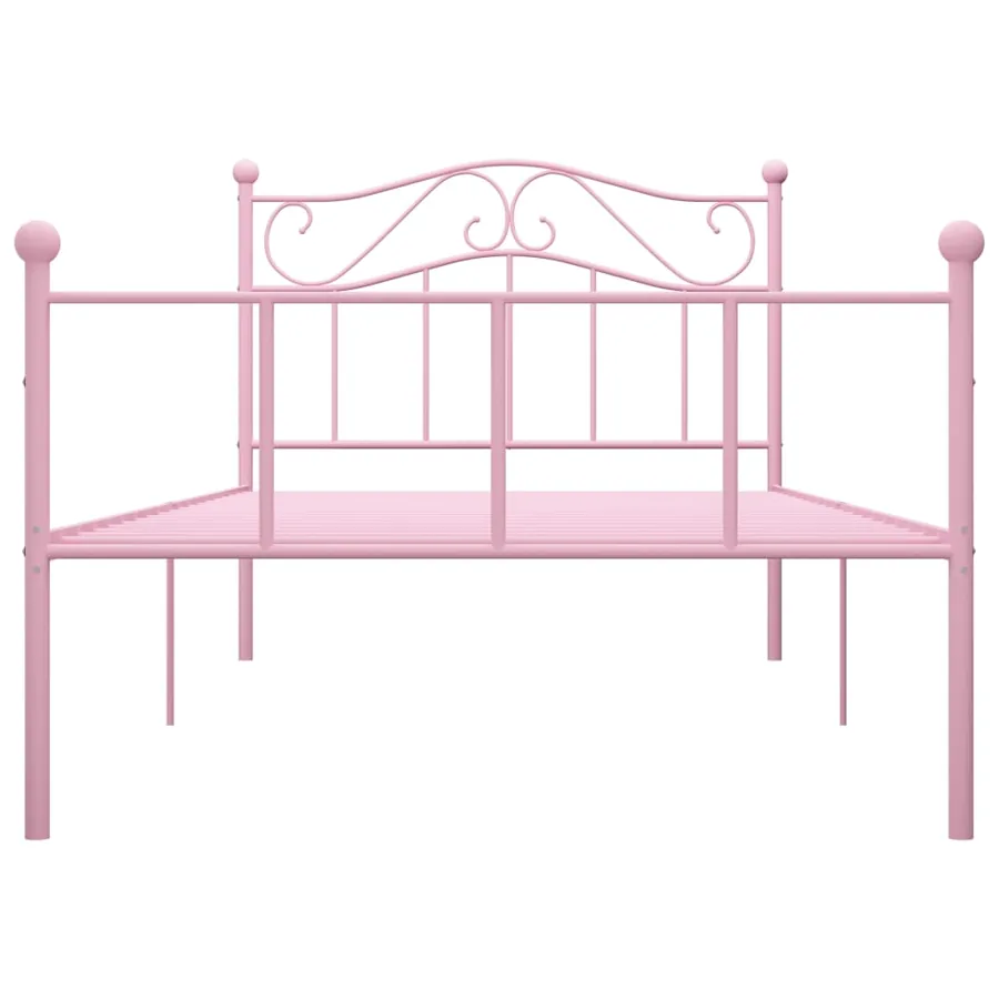 Cadre de lit sans matelas rose métal 100x200 cm - 3