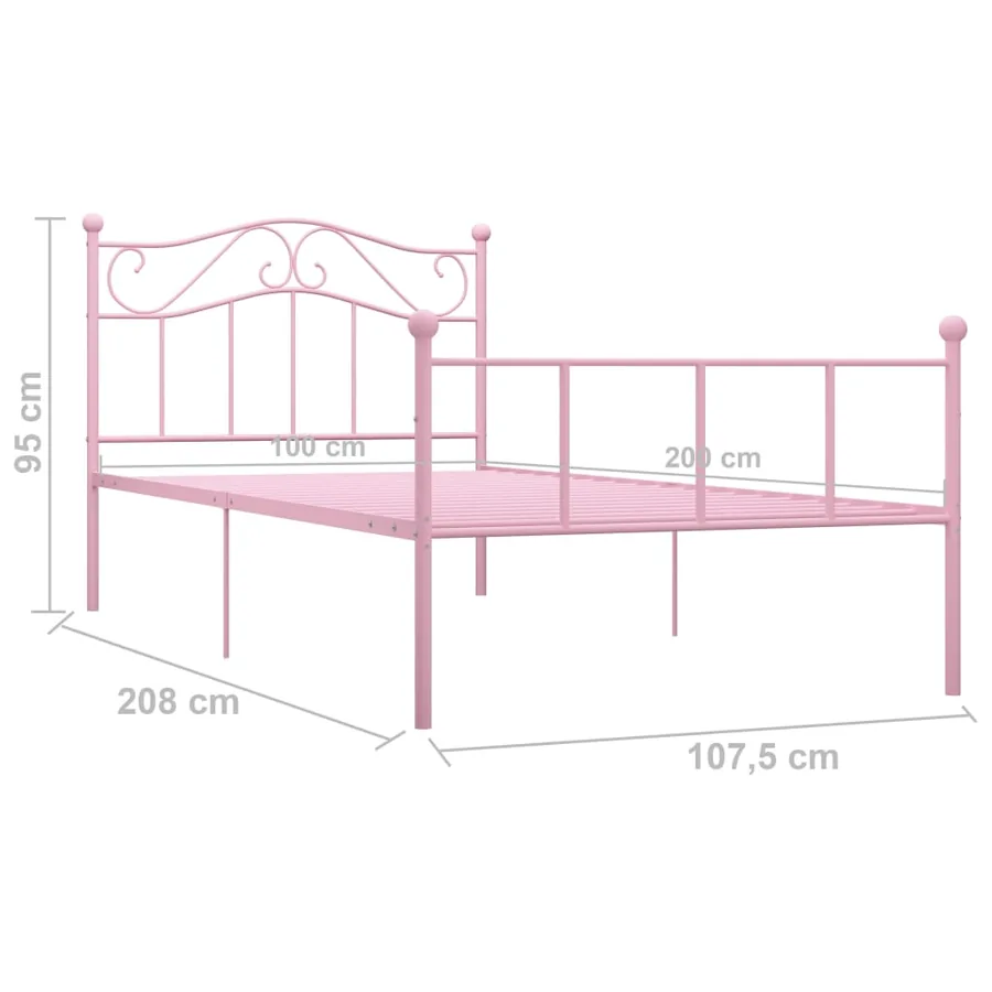 Cadre de lit sans matelas rose métal 100x200 cm - 6