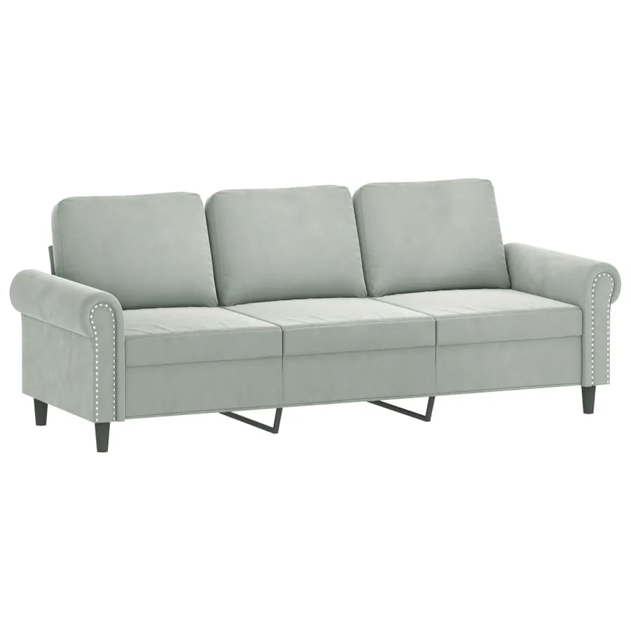 Ensemble de canapés 3 pcs avec coussins Gris clair Velours - 5