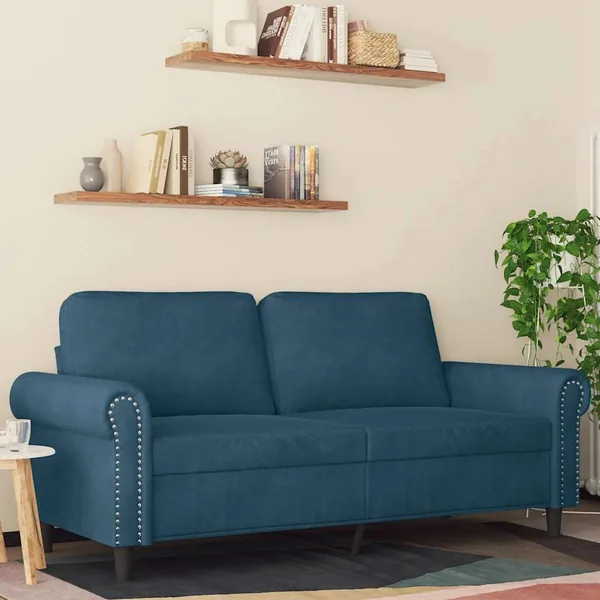Canapé à 2 places Bleu 140 cm Velours