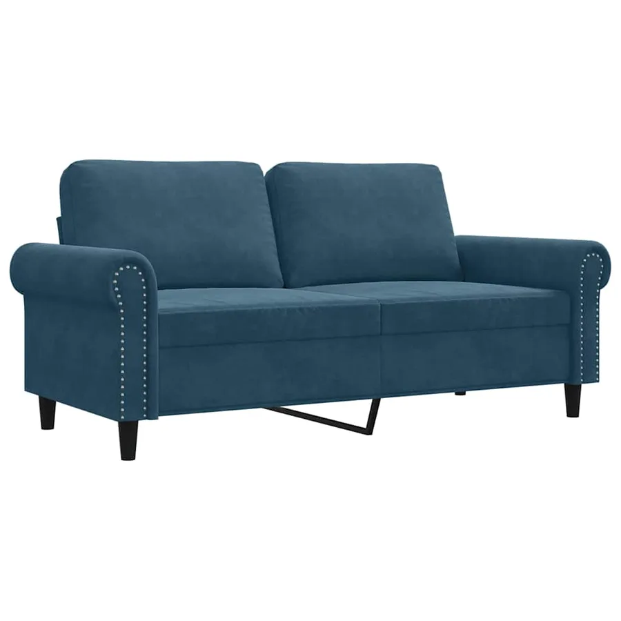 Canapé à 2 places Bleu 140 cm Velours - 2