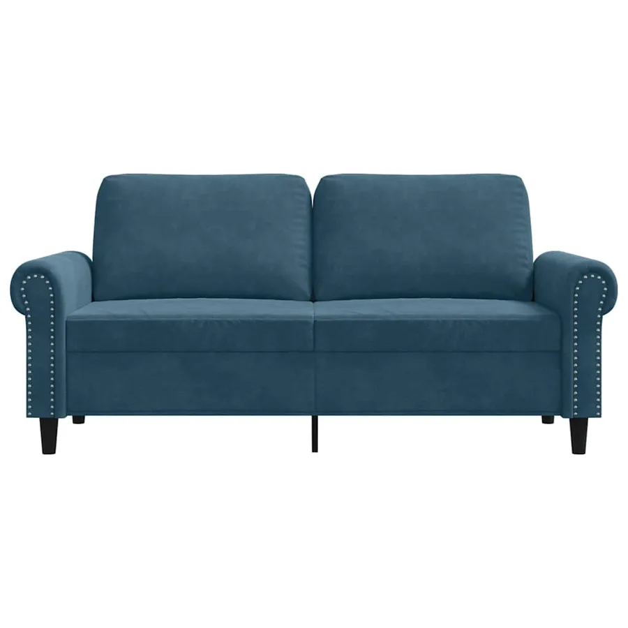 Canapé à 2 places Bleu 140 cm Velours - 4