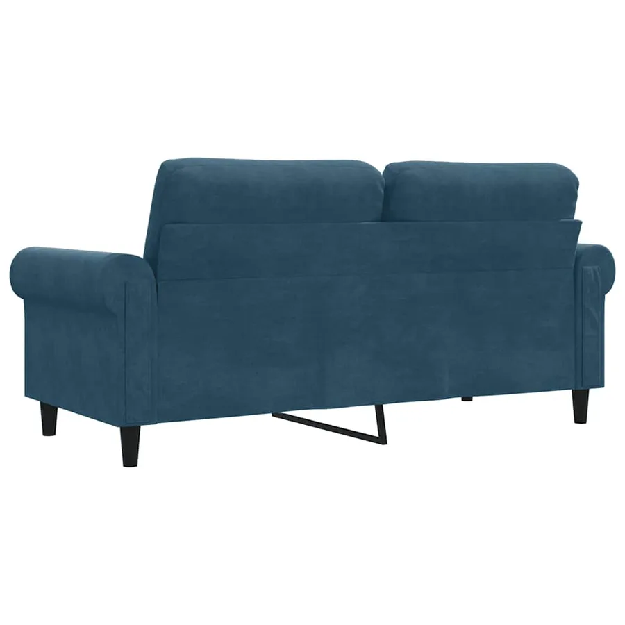 Canapé à 2 places Bleu 140 cm Velours - 6