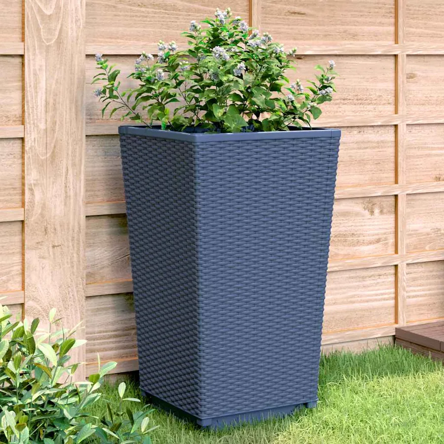 Jardinières 2 pcs bleu gris 32,5x32,5x57 cm PP
