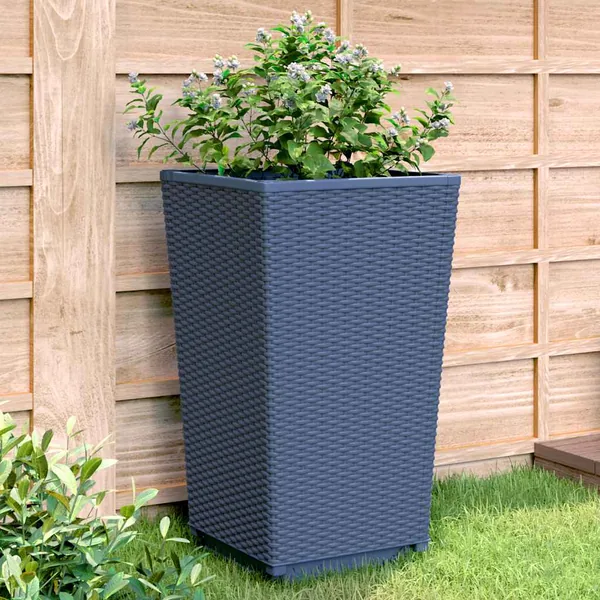 Jardinières 2 pcs bleu gris 32,5x32,5x57 cm PP