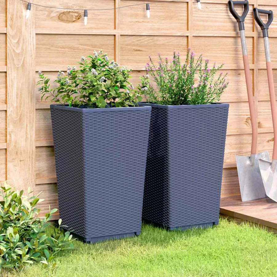 Jardinières 2 pcs bleu gris 32,5x32,5x57 cm PP - 3