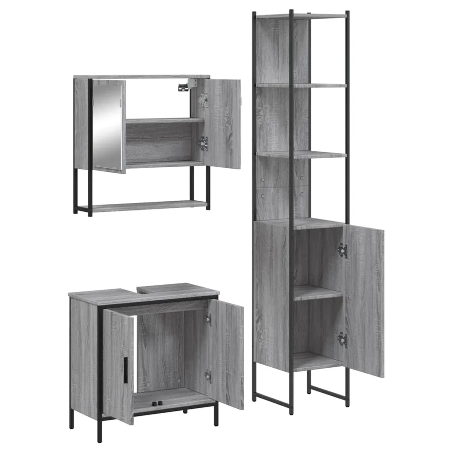 Ensemble de meubles de salle de bain 3 pcs Sonoma gris - 5