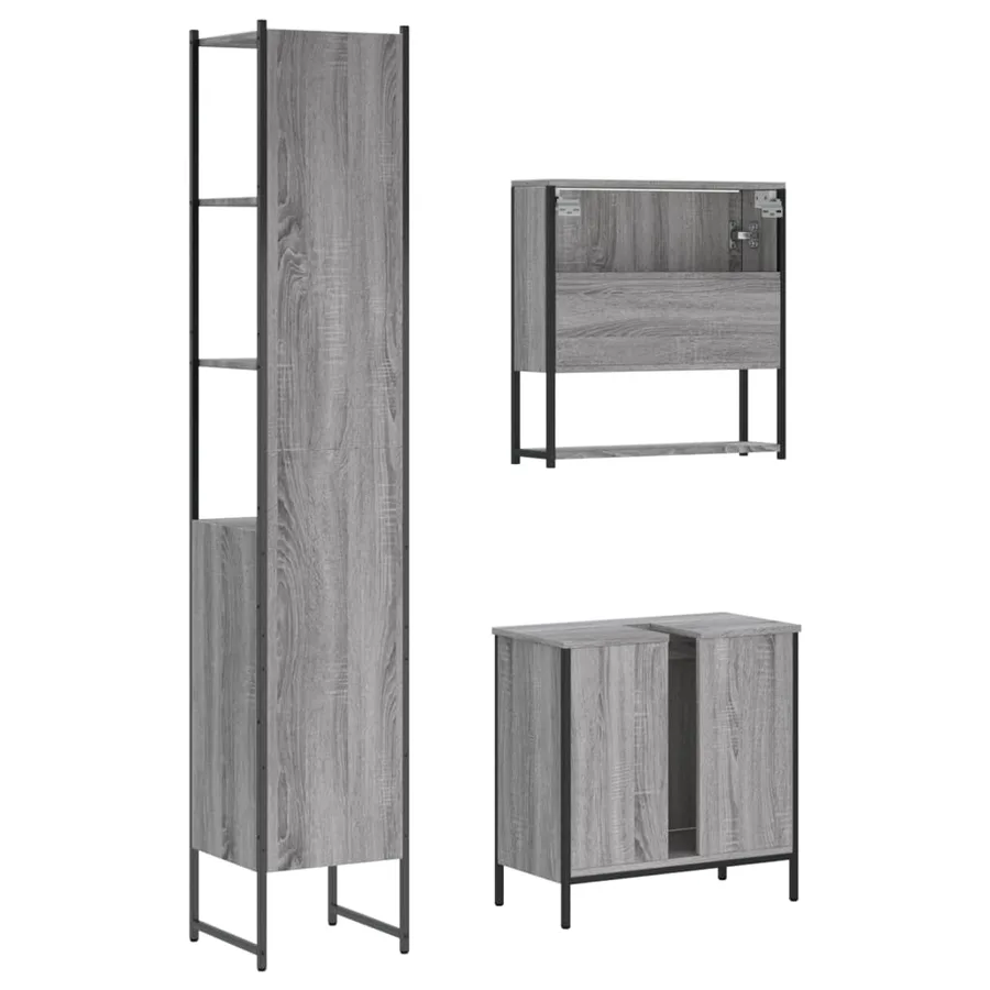 Ensemble de meubles de salle de bain 3 pcs Sonoma gris - 8